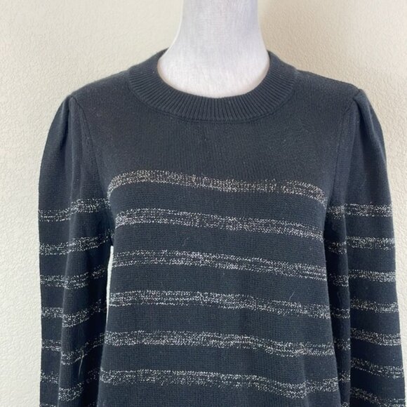 Rails black silver striped cotton/cashmere sweater size small - Picture 2 of 7